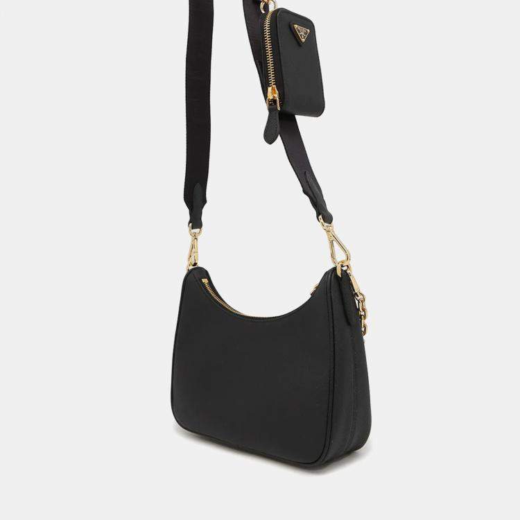 Pre Owned Prada Re-Edition 2005 Black Saffiano Leather Shoulder Bag