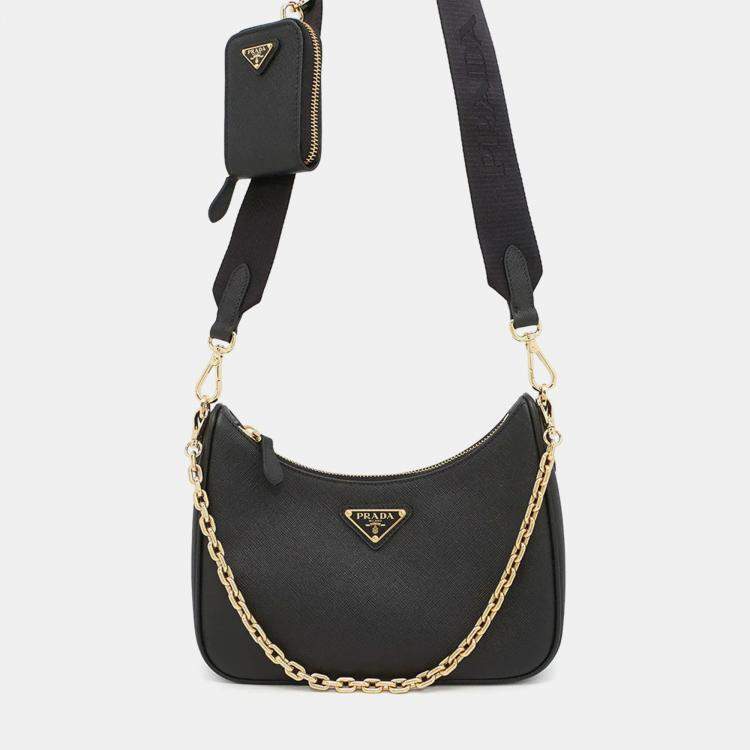 Pre Owned Prada Re-Edition 2005 Black Saffiano Leather Shoulder Bag