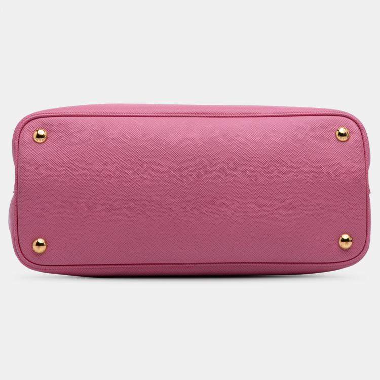Pre Owned Prada Pink Small Saffiano Cuir Double Satchel
