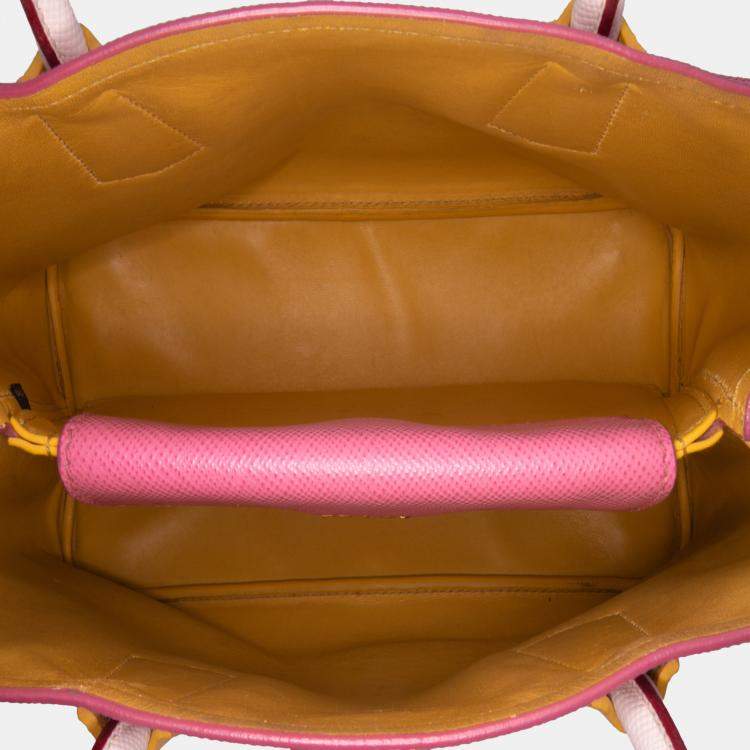 Pre Owned Prada Pink Small Saffiano Cuir Double Satchel