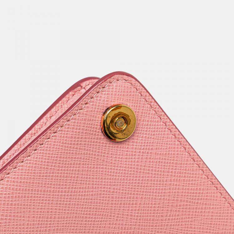 Pre Owned Prada Pink Saffiano Lux Wallet on Chain