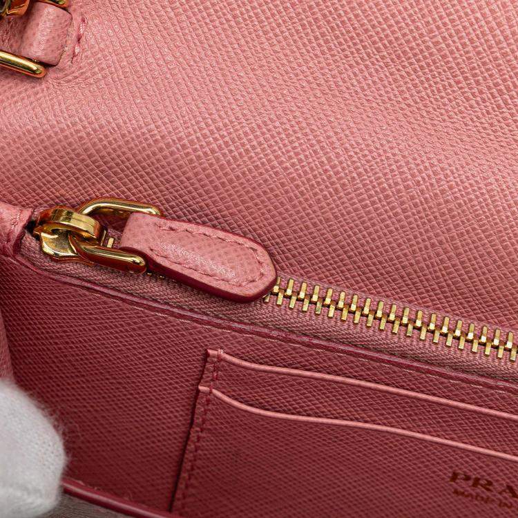 Pre Owned Prada Pink Saffiano Lux Wallet on Chain