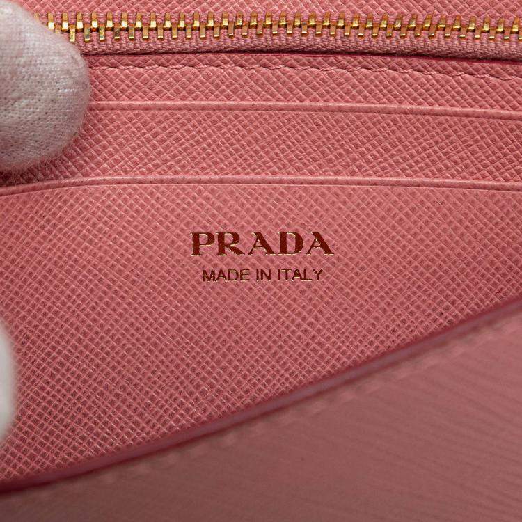 Pre Owned Prada Pink Saffiano Lux Wallet on Chain