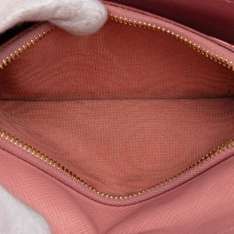 Pre Owned Prada Pink Saffiano Lux Wallet on Chain