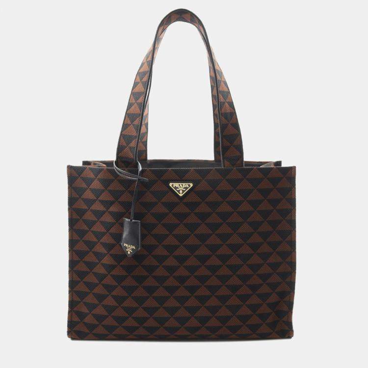 Pre Owned Prada Brown Canvas Triangolo Symbole Shopping Tote
