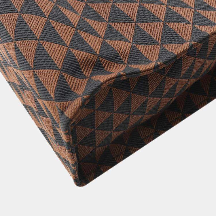 Pre Owned Prada Brown Canvas Triangolo Symbole Shopping Tote
