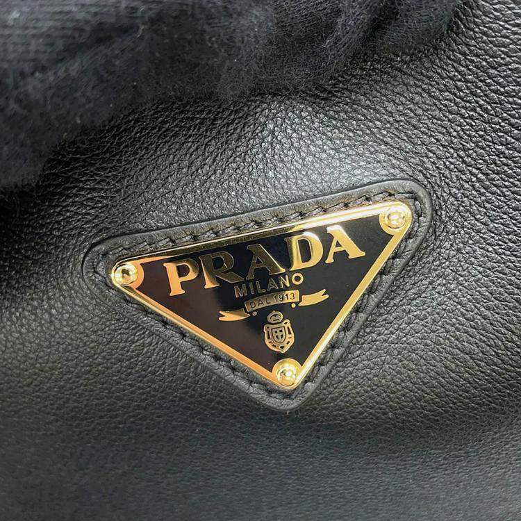Pre Owned Prada Mini Shopping Black Soft Grain Leather Tote Bag
