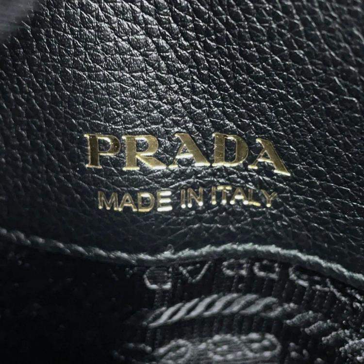 Pre Owned Prada Mini Shopping Black Soft Grain Leather Tote Bag