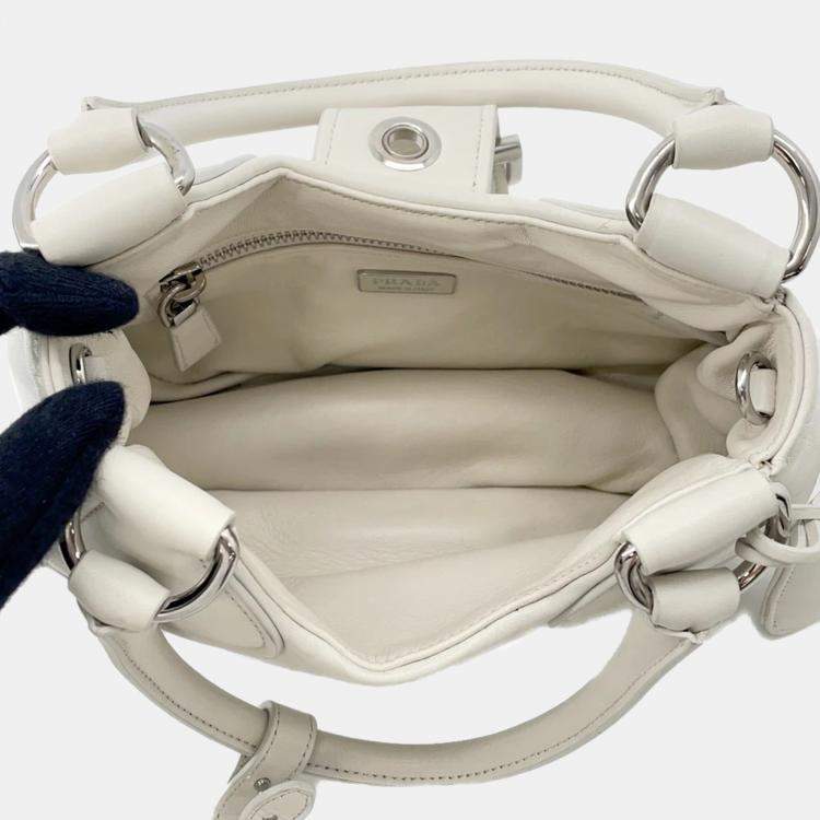 Pre Owned Prada Moon White Leather Handbag
