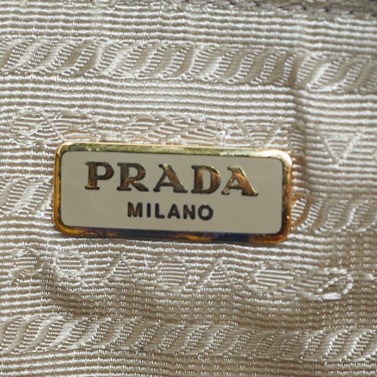 Pre Owned Prada Beige Saffiano Lux Leather Slim Pochette Bag