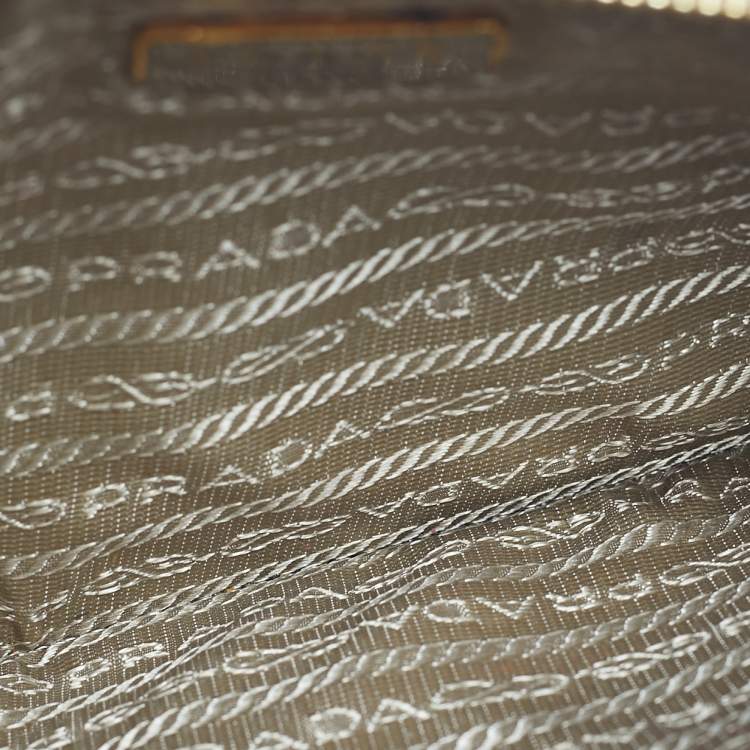 Pre Owned Prada Beige Saffiano Lux Leather Slim Pochette Bag