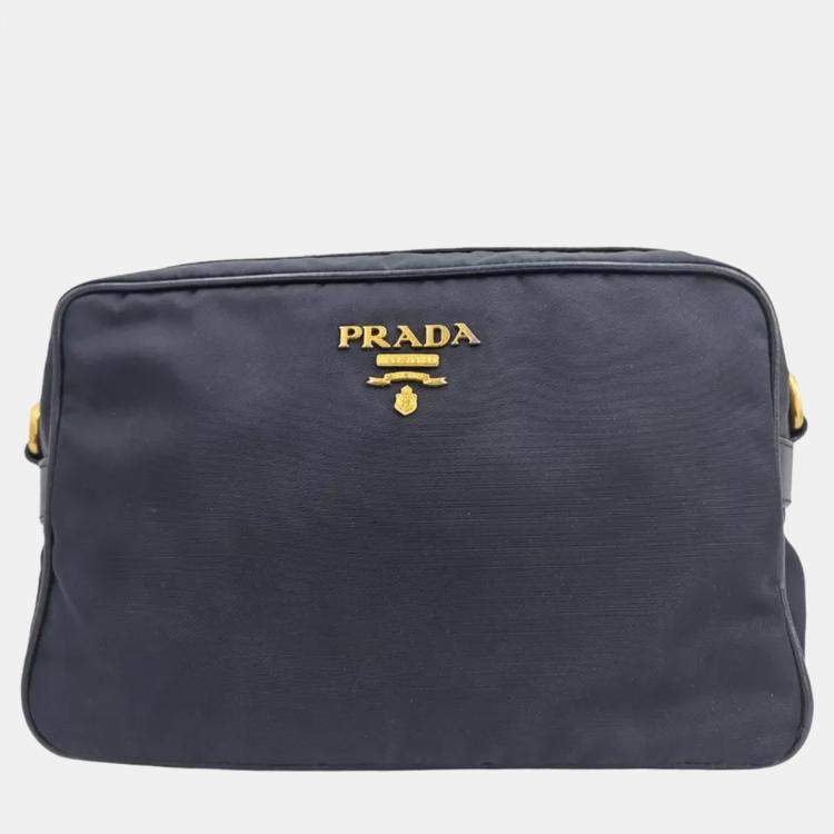 Pre Owned Prada Tessuto Bandoliera Navy Nylon Camera Bag
