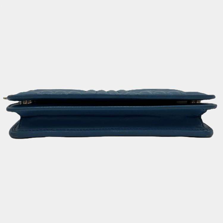 Pre Owned Prada Diagramme Blue Leather Shoulder Bag