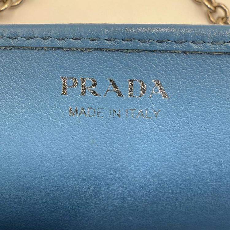 Pre Owned Prada Diagramme Blue Leather Shoulder Bag