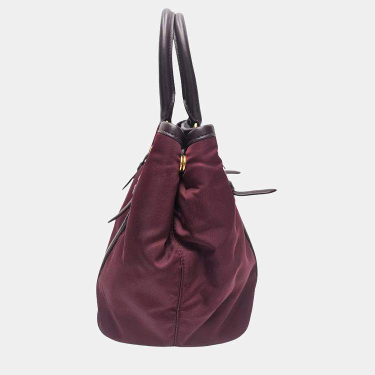 Pre Owned Prada Tessuto Burgundy Nylon Tote Bag