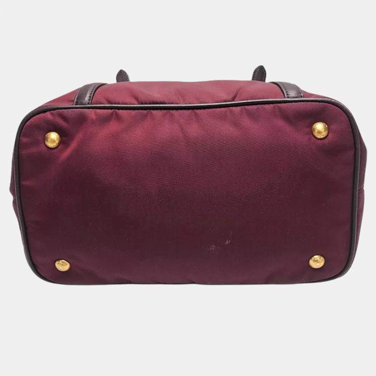 Pre Owned Prada Tessuto Burgundy Nylon Tote Bag