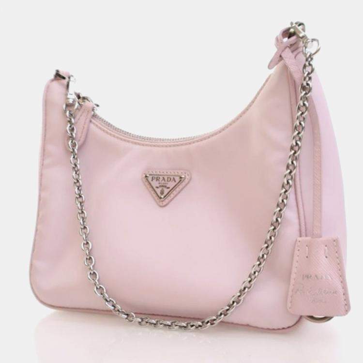 Pre Owned Prada Re-Edition 2005 Pink Nylon Shoulder Bag