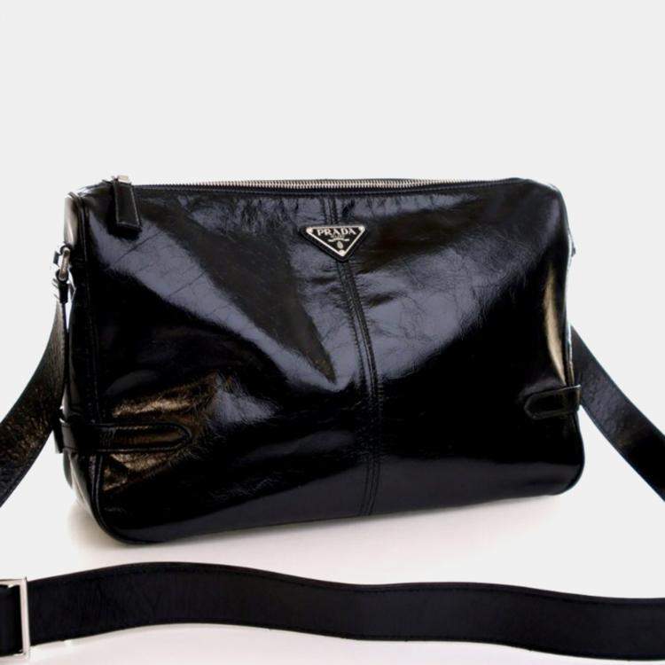 Pre Owned Prada Black Calfskin Shoulder Bag