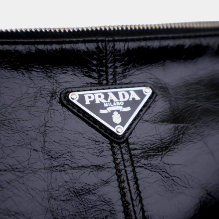 Pre Owned Prada Black Calfskin Shoulder Bag