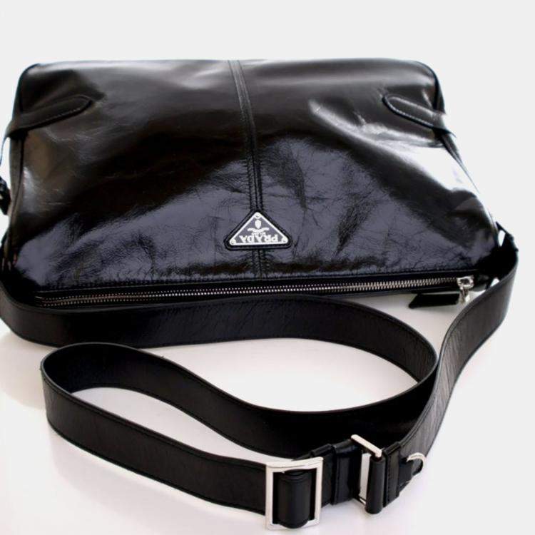 Pre Owned Prada Black Calfskin Shoulder Bag