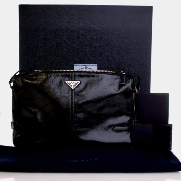 Pre Owned Prada Black Calfskin Shoulder Bag