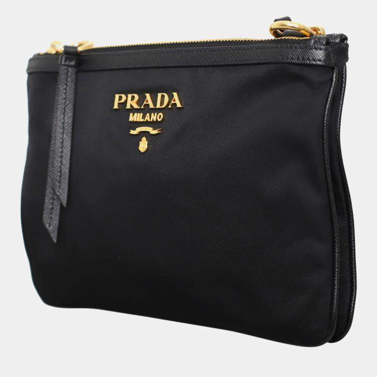 Pre Owned Prada Bandeliera Double Zip Nylon Crossbody Bag