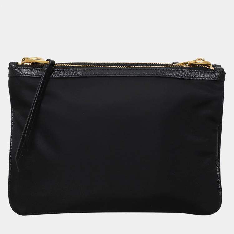 Pre Owned Prada Bandeliera Double Zip Nylon Crossbody Bag
