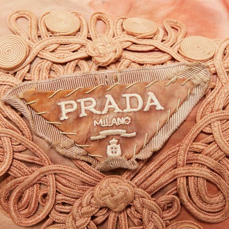 Pre Owned Prada Orange/Brown Leather and Nylon Logo Tie Dye Hobo