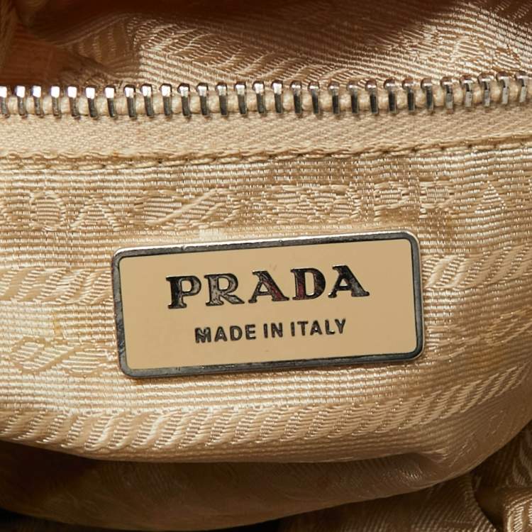 Pre Owned Prada Orange/Brown Leather and Nylon Logo Tie Dye Hobo