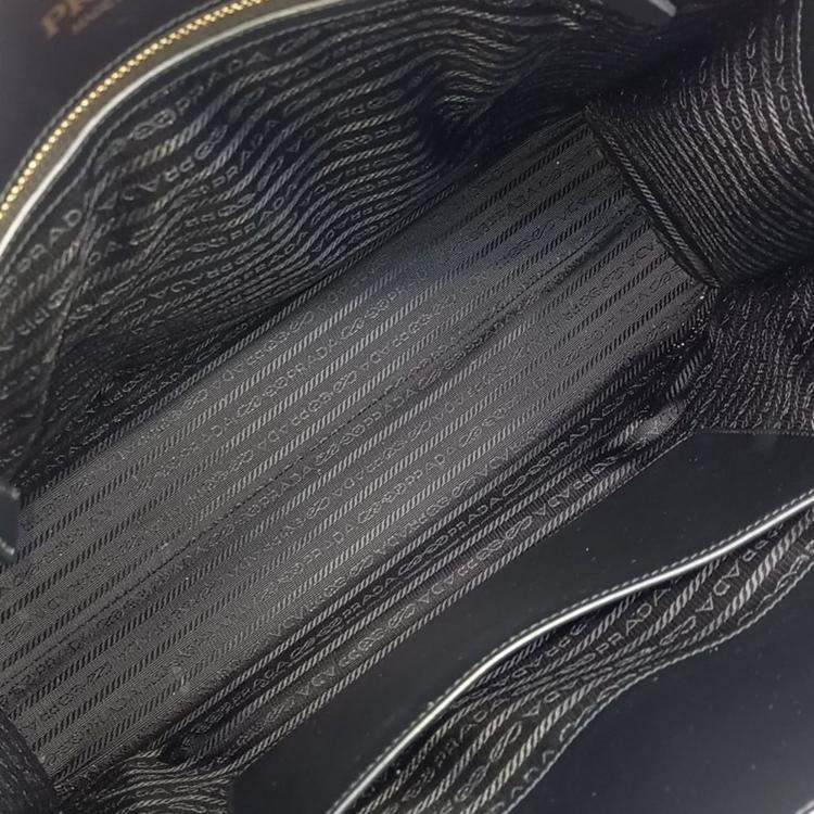 Pre Owned Prada Black Leather Soft Calf Logo Tote Bag