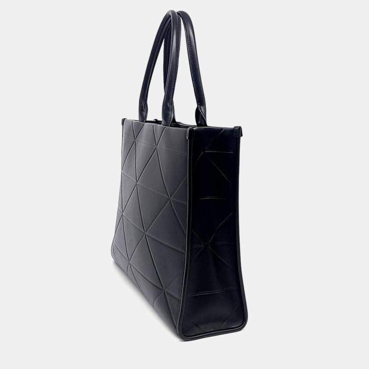 Pre Owned Prada Black Leather Soft Calf Logo Tote Bag