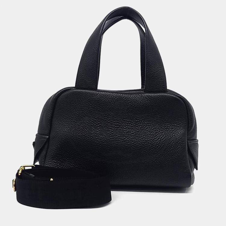 Pre Owned Prada Black Leather Dino Shoulder Bag