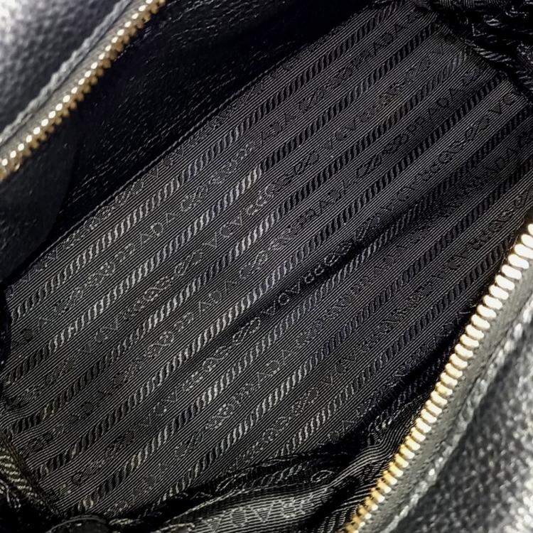 Pre Owned Prada Black Leather Dino Shoulder Bag