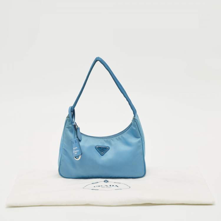 Pre Owned Prada Light Blue Nylon Re-Edition 2000 Shoulder Bag