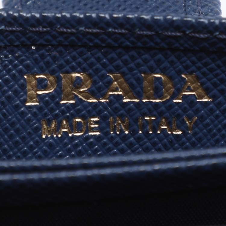 مملوكة مسبقًا Prada Blue Saffiano Lux Leather 5 Gusset Card Holder