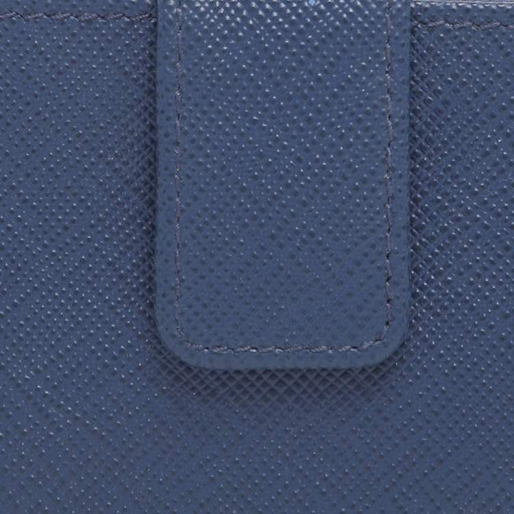 مملوكة مسبقًا Prada Blue Saffiano Lux Leather 5 Gusset Card Holder