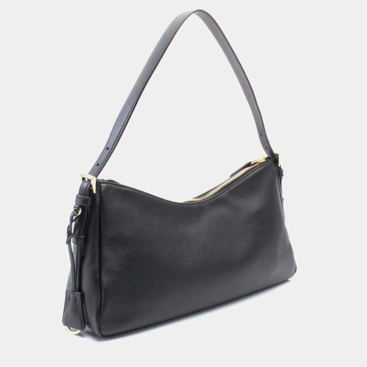 Pre Owned Prada Aimee Medium Black Leather Shoulder Bag