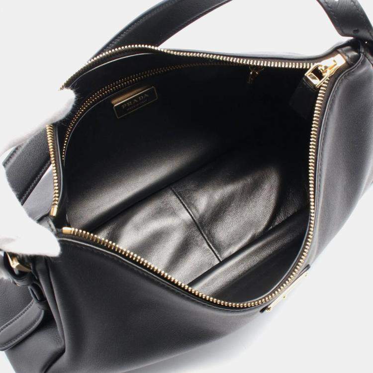 Pre Owned Prada Aimee Medium Black Leather Shoulder Bag