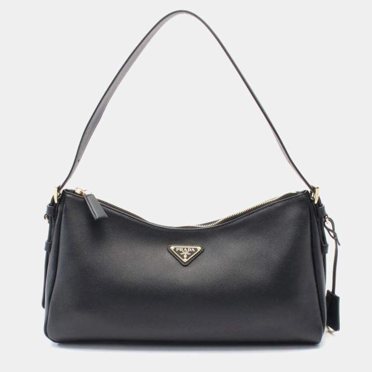 Pre Owned Prada Aimee Medium Black Leather Shoulder Bag