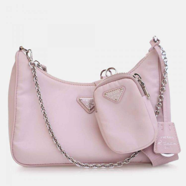 Pre Owned Prada Pink Tessuto Re Edition 2005 Satchel