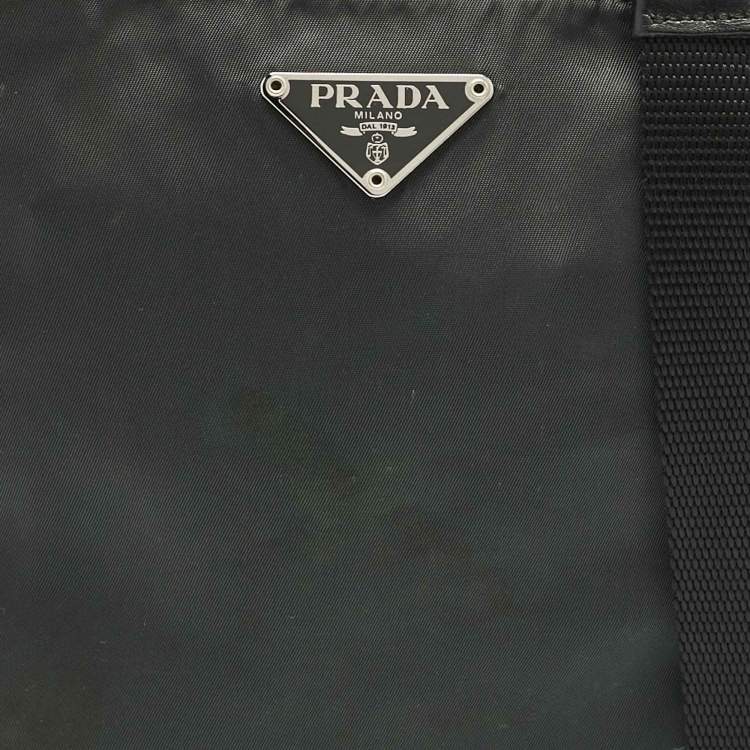 Pre Owned Prada Charcoal Black Nylon Mini Flat Crossbody Bag