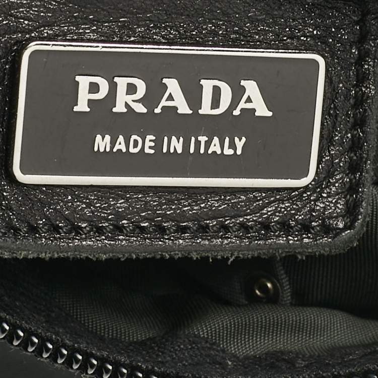 Pre Owned Prada Charcoal Black Nylon Mini Flat Crossbody Bag