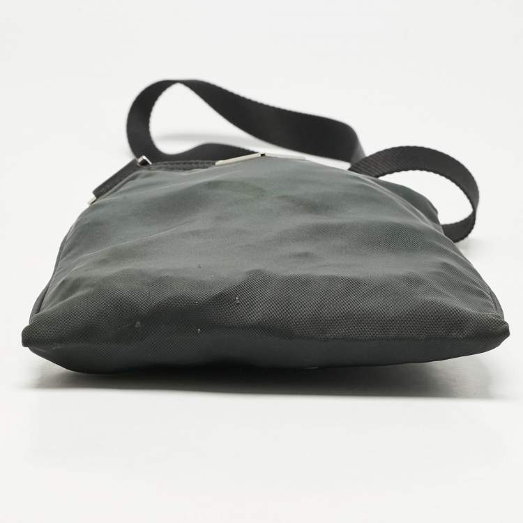 Pre Owned Prada Charcoal Black Nylon Mini Flat Crossbody Bag