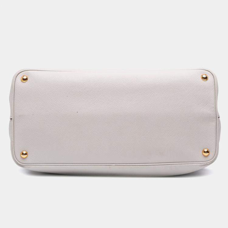 Pre Owned Prada White Large Saffiano Cuir Double Satchel