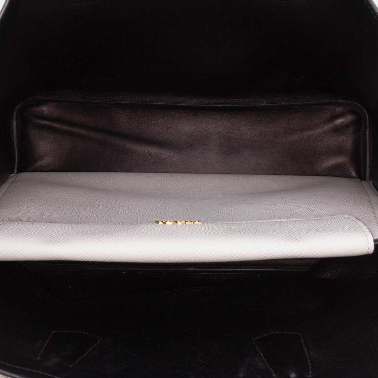Pre Owned Prada White Large Saffiano Cuir Double Satchel