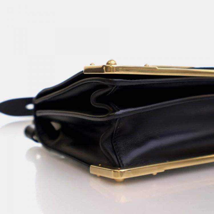 Pre Owned Prada Cahier Small Black Saffiano and Calfskin Shoulder Bag