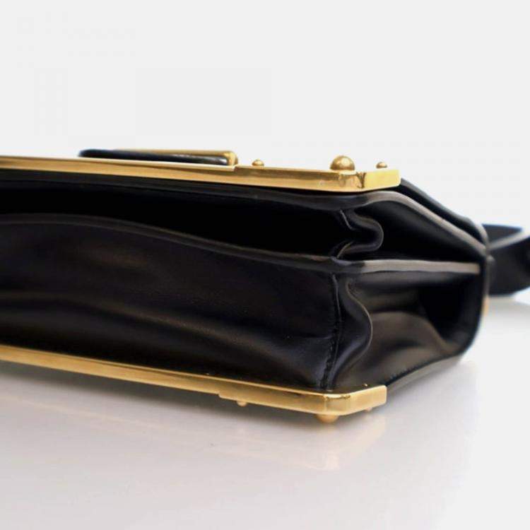 Pre Owned Prada Cahier Small Black Saffiano and Calfskin Shoulder Bag