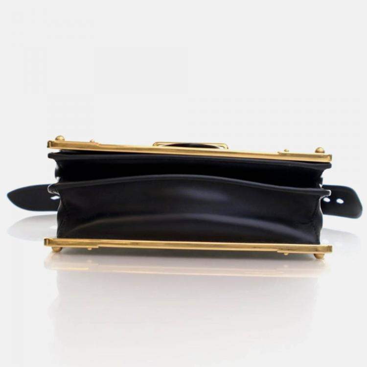 Pre Owned Prada Cahier Small Black Saffiano and Calfskin Shoulder Bag