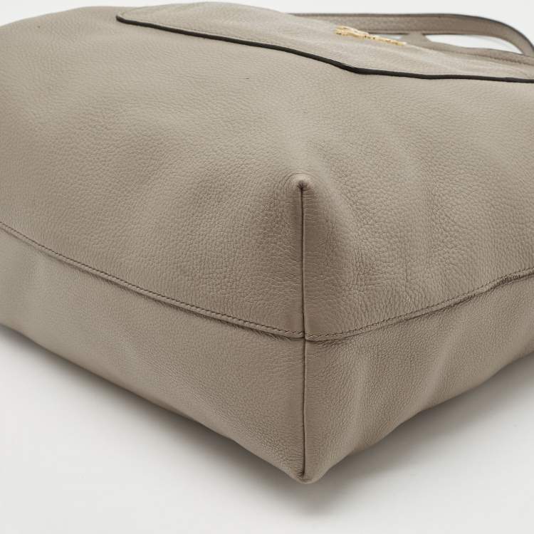 Pre Owned Prada Grey Vitello Daino Leather Zip Tote
