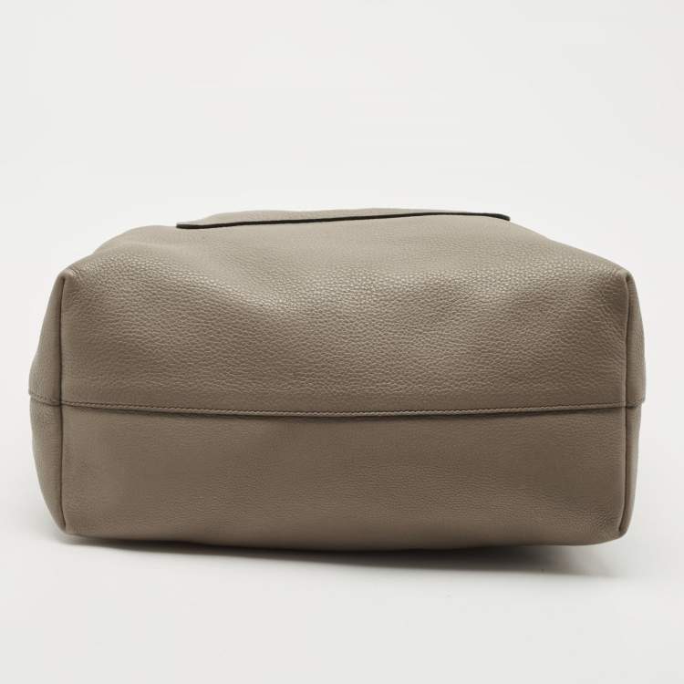 Pre Owned Prada Grey Vitello Daino Leather Zip Tote